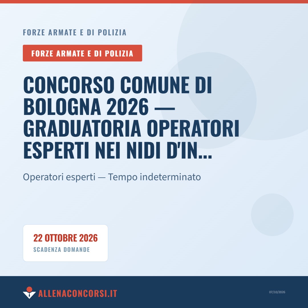 Concorso Comune di Bologna 2026 — Graduatoria Operatori Esperti nei Nidi d'Infanzia