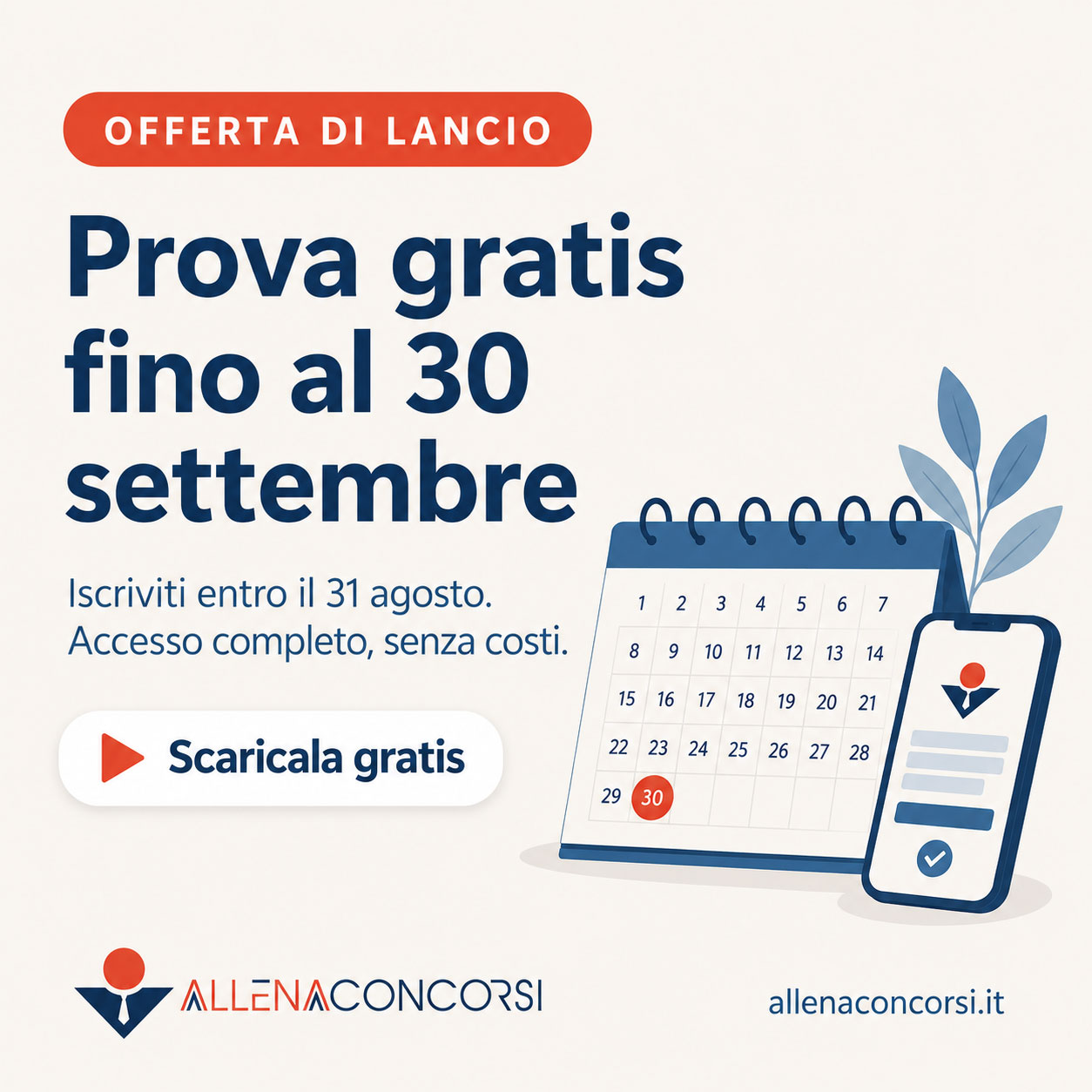 Iscriviti entro il 31 agosto e studi gratis fino al 30 settembre