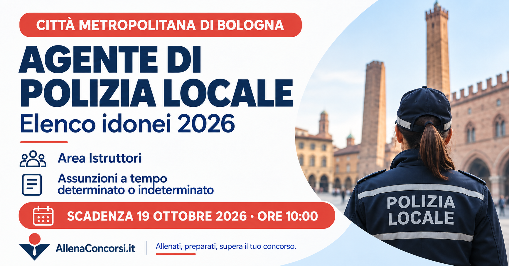 Concorso Città metropolitana di Bologna 2026 — elenco idonei Agente di Polizia Locale