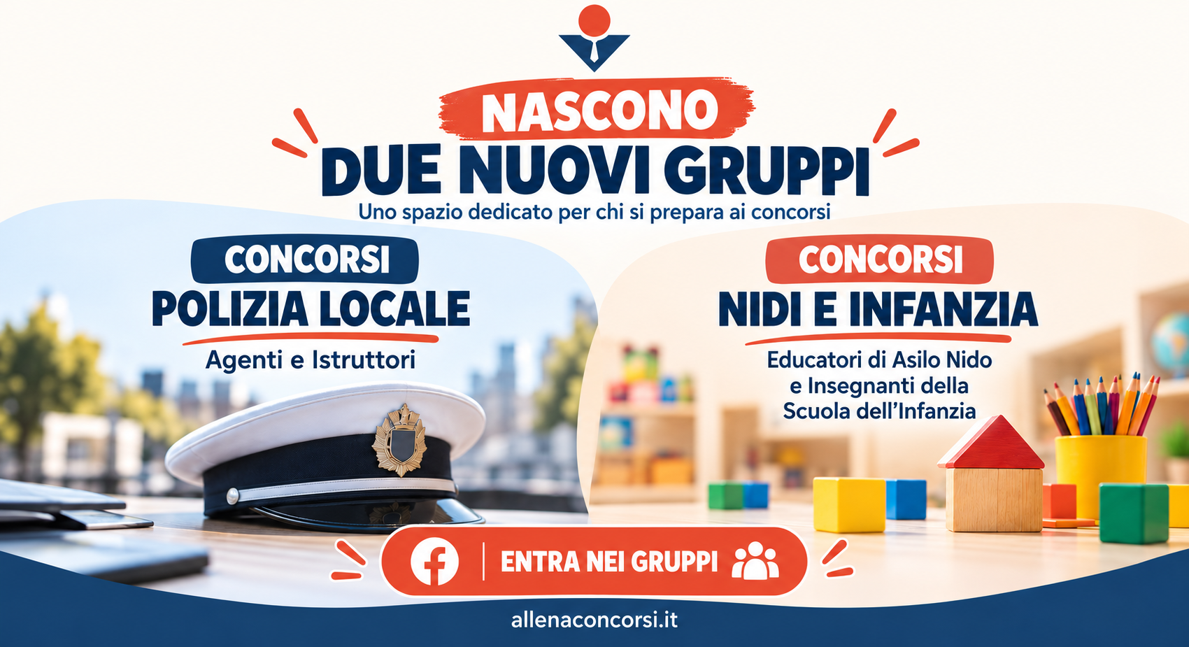Due nuovi gruppi Facebook: Concorsi Polizia Locale e Concorsi Nidi e Infanzia