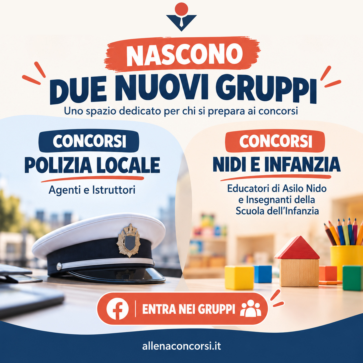 Due nuovi gruppi Facebook: Concorsi Polizia Locale e Concorsi Nidi e Infanzia
