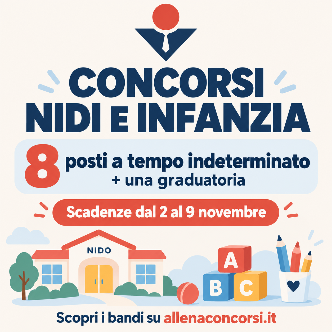 Concorsi nidi e infanzia aperti: 8 posti a tempo indeterminato e una graduatoria, si chiude il 9 novembre